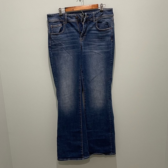 womens american eagle outfitters size 14 long kick boot super stretch jeans - Picture 1 of 11